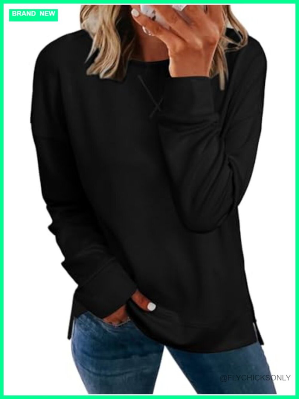 Women's Long Sleeve Crewneck Lightweight Loose Pullover Sweatshirt